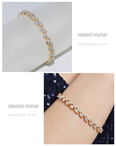 UDYLGOON Elegant Wedding Earrings Bracelet Jewelry Set for Bridesmaid Wedding Prom Homecoming, Sparkle Marquise Imitation Cubic Zirconia Diamond4