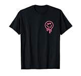 Melting Pink Heart Eyes Smile Face Melted Retro Happy Face T-Shirt