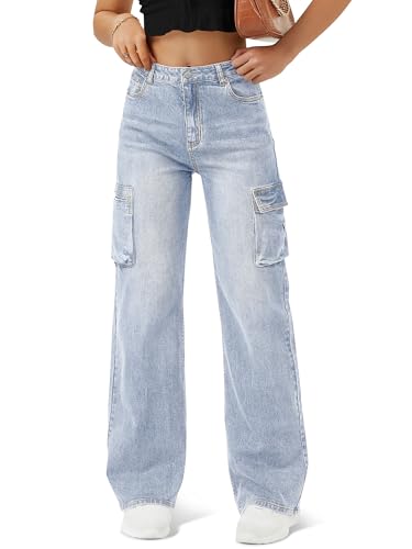 Women High Waisted Cargo Jean for Women with 6 Pockets