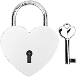 Candado Blanco Fydun Candado, Cerradura en Forma de corazón del Metal con la Llave, Cerradura del Metal para el joyero del Libro del Diario del Equipaje(Blanco)