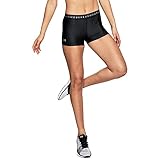 Under Armour Women's HeatGear Armour Shorty Shorts, Black (001)/Metallic Silver, Small