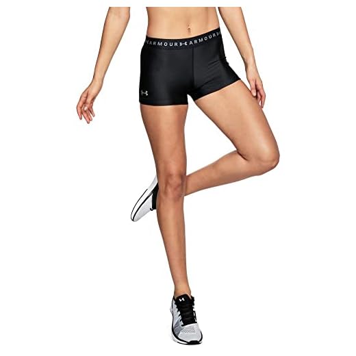 Under Armour UA HG Armour Shorty Pantalón Corto, Mujer, Negro (Black/Black/Metallic Silver 001), S