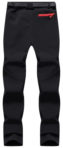 BenBoy Herren Wanderhose Wasserdicht Softshellhose Outdoorhose Winddicht Warm Gefüttert Skihose Snowboardhose Winter Trekkinghose,KZ41037M-Black-L