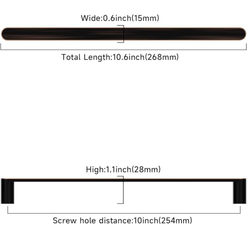 Image of Asidrama 10 Pack 10 Inch(254mm) Oil Rubbed Bronze Kitchen Cabinet Handles, Cabinet Pulls Kitchen Cabinet Hardware Cupboard Handles Drawer Pulls 3644