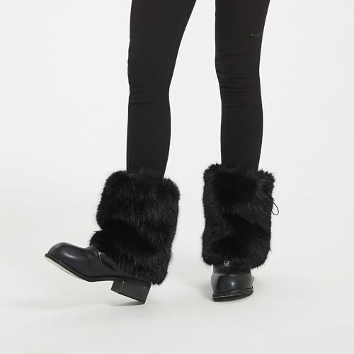 Image of Fur Leg Warmers Furry Faux Fur Winter Leggings Boot Cuffs Toppers for Women