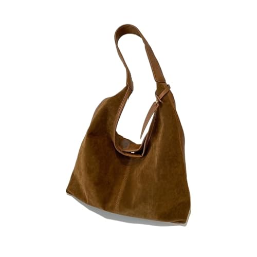 Sac en daim marron à bandoulière pour femme grand fourre-tout rétro chic d'automne
