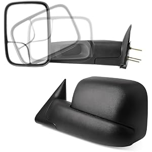 DWVO Towing Mirror fit 1994 1995 1996 1997 1998 1999 2000 2001 Dodge Ram 1500, 94-02 Dodge Ram 2500 3500, Manual Folding Flip Up Tow Mirror Pair Set
