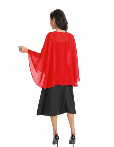 Image of Baoqiya Chiffon Capes Sheer Capelets Long Cape Poncho For Women Plus Size