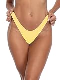 [RELLECIGA] 【Amazon限定ブランド】 レディース レモンイエロー ハイカット Tバック ビキニショーツ サイズ：M