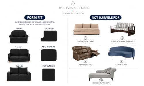 Image of Bellissima Sofa Covers - Premium Luxury Microfibra Plain Stretchable Sofa Cover Fully Covered Slipcover, Imported from Italy (OCHER, 2 Seater-US)