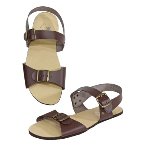 ostprodukte-versand Jesuslatschen Gr 46 braun unisex – Römer-Sandale aus Leder – Made in Germany – klassische Ossi Sandale für Damen & Herren Sommer Alltag