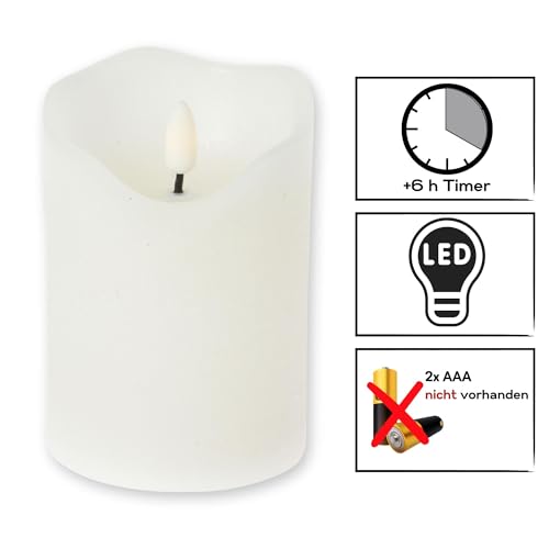 ToCi 4 x LED Candles White Diameter 7.5 x 12.5 cm, Flameless Real Wax Candles with Timer & Black Wick - Image 3