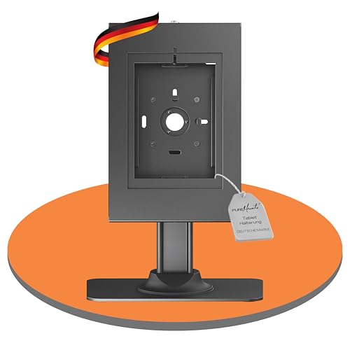 PureMounts® Soporte para Tableta con Carcasa de Acero con Cerradura para iPad 5/6/7/8/9/ iPad Air 9.7'/ 10.5'/10.9'/ iPad Air 9.7'/10.5'/11' y Samsung Tab A 10.1 (2019)/ Tab A7/ S6 Lite 10.4', Negro