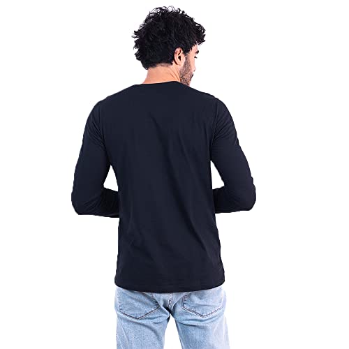 Kit 3 Camisetas Masculinas Manga Longa Algodão Premium (G, Preto, Cinza, Azul)