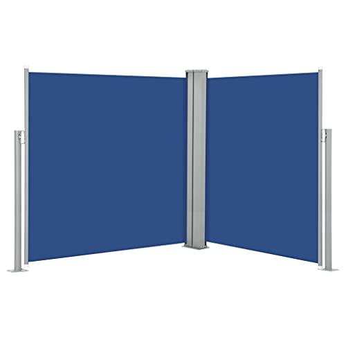 Toldo lateral retráctil azul de 140x600cm para terraza y jardín 2
