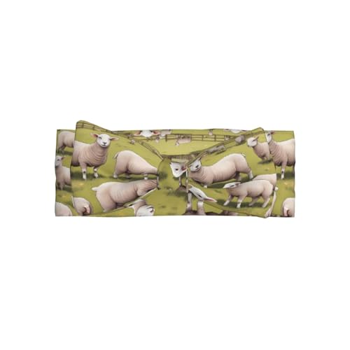 0-6 Months Baby Bow Hairband for Newborn, Infant, Toddler, Elastic Bow Headband, Pasture sheep Decorative Headband