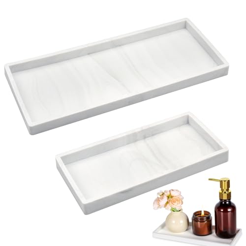 aupawdy 2 Stück Badezimmer Tablett, Rechteckiges Tablett, Badezimmertablett, Tabletts für das Bad, Badezimmer Aufbewahrungstablett für Waschtisch, Badewanne, Küchenspüle und Toilette