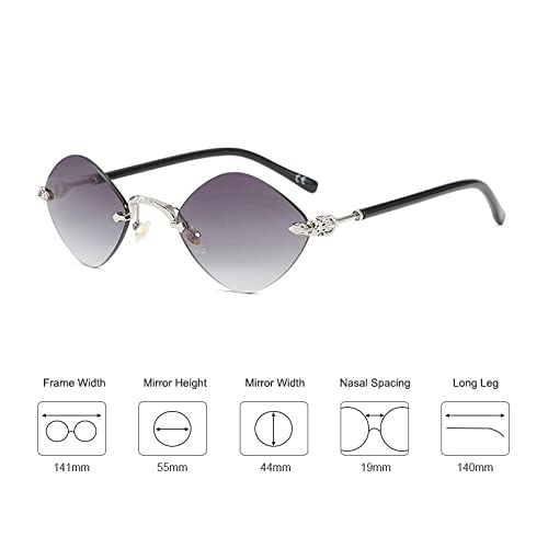 Small Rimless Steampunk Sunglasses Women Men Rhombus Sun Glasses Ladies Retro Style Travel UV4002