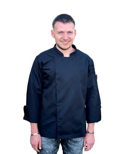 Italbangla Textile Men's Long Sleeve Chef Jacket - Restaurant Uniform, Black, M