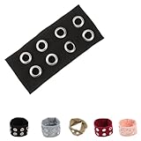 Hollow Eyelet Elastic Headband,Grommet Studded Headband Punk Style Rivet,Eyelets Elastic Stretchy Casual Hair Accessory(Black, Adjustable)