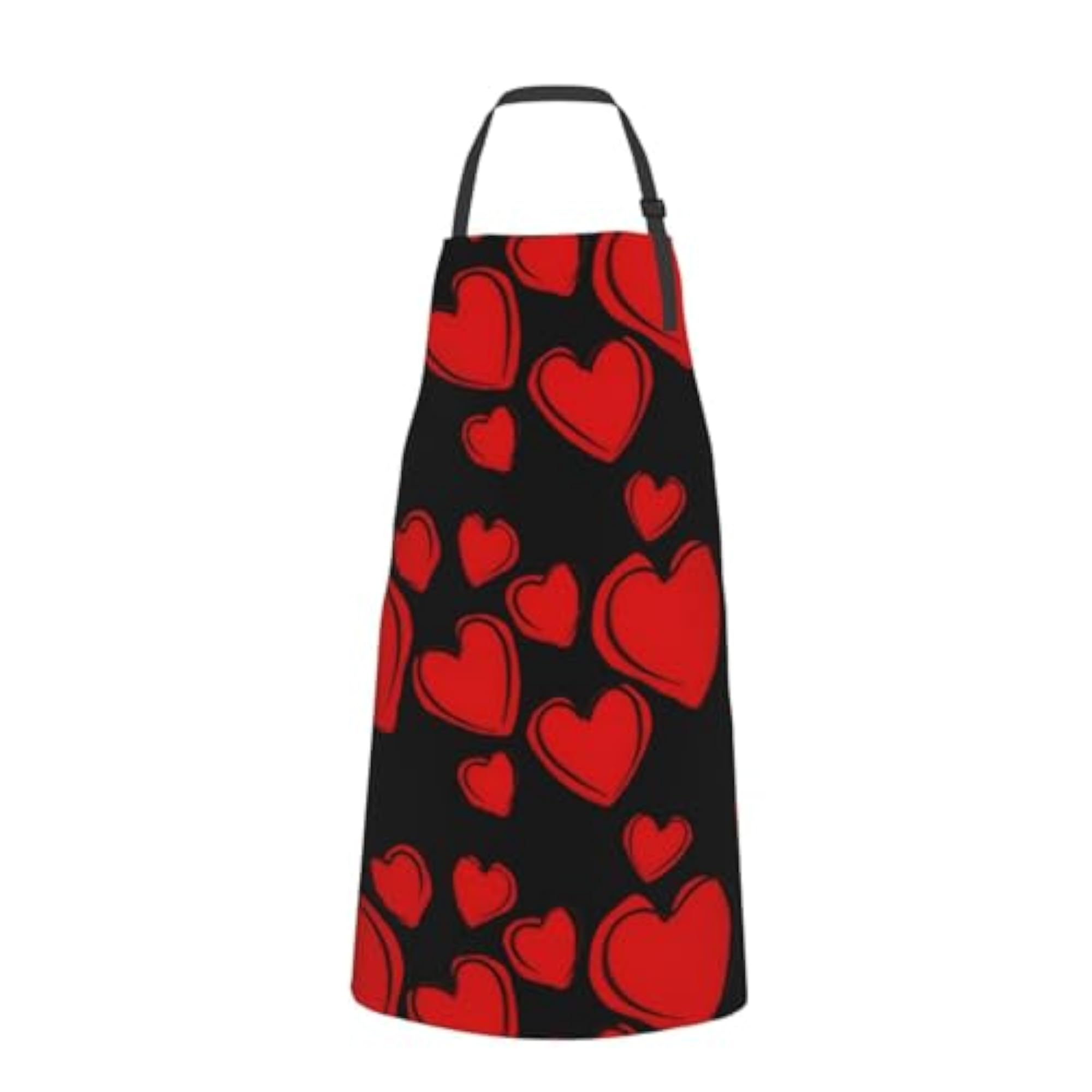 Adjustable Red Pink Heart Print Aprons for Couples