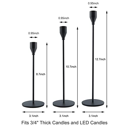 Nlbtw LAZHU0001 Matte Black Taper Candle Holders Set Of 3 Candlestick Holders thumb #5