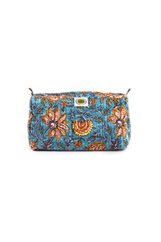 Image of Block N Style's Travel Toiletry Dopp Kit Bag | Women Floral Print Cosmetics Organizer Pouch with Spacious Inner Compartments | Multicolor