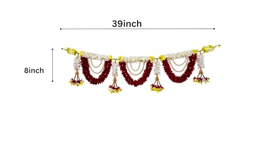 Image of Afarza Toran for Main Door Home Decoration Entrance Hanging Handmade Bandarwal Gift Item - Multicolor, 39 Inch