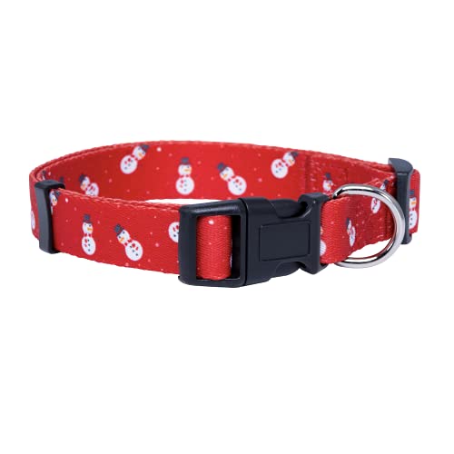 Native Pup Christmas Dog Collar- Winter Holiday Collars for Pets- Xmas Gift for Puppy- Santa, Reindeer, Snowman, Candy Cane, Red Green- Girl Boy- Small, Medium, Large Breeds (Snowman, Small)