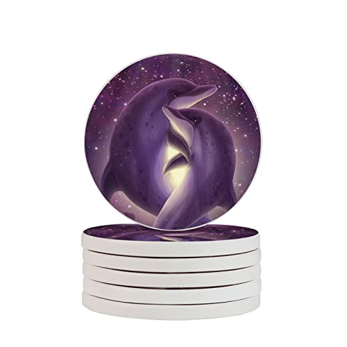 Dessous de verre ronds en diatomite Moonlight de 10 cm pour bar et table, lot de 2