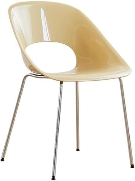 Stool, Modern Mid-Century Dining Chair Plastic for Kitchen with Metal Legs for Living Room Bedroom Vanity(Yellow)