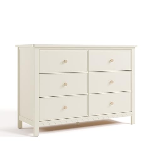 Image of Graco Sasha 6 Drawer Dresser (Frosted Oat) – GREENGUARD Gold Certified, Wood Storage for Nursery or Kids’ Room, Safe Interlocking Drawer System & Easy Assembly with Pre-Installed Tracks
