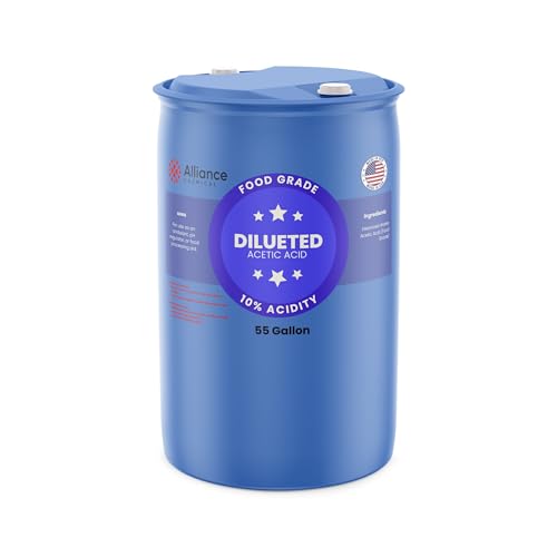10% Diluted Acetic Acid Food Grade - 55 Gallon Drum – for Industrial Cleaning, pH Adjustment, Metal Surface Treatment, and Chemical Processing