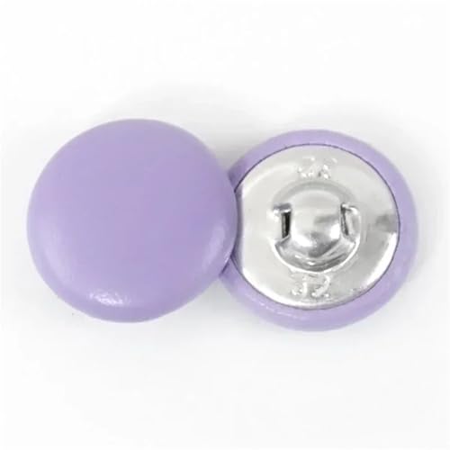 Botones de cuero, 100 botones de cuero de 0.45 a 1.1 pulgadas para ropa, zapatos, bolsas, decoración, botón de vástago redondo, hebillas de reparación de abrigos, accesorios de costura DIY (morado