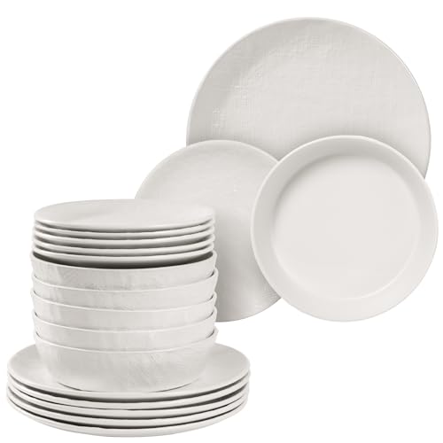 Navaris Service vaisselle en gres - Service de table complet 18 pièces pour 6 personnes avec 6x grande assiette plate 6x petite assiette plate 6x bol