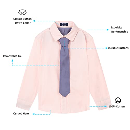 Image of LittleSpring Boys Button Down Long Sleeve Uniform Dress Shirts with Tie