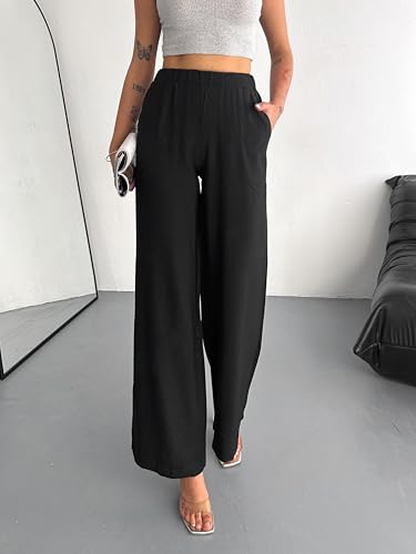 Women Linen Pants Wide Leg Casual Palazzo Pants Cotton Linen Summer Pants with Pockets4