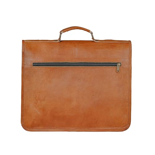 Generic Handcrafted Vintage Brown Goat Leather Messenger Bag, Adjustable Strap4