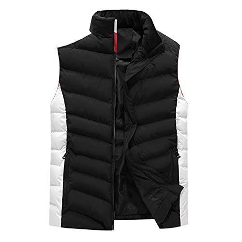 Men's Packable Stand Collar Puffer Vest Men's Running Vest Outerwear, Lightweight Windproof Sleeveless Jacket for Golf