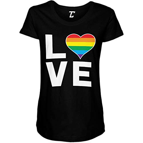 Love Rainbow Heart - Gay Pride Lgbtq Side Ruched Maternity T-Shirt (Black, Large) #TOP21