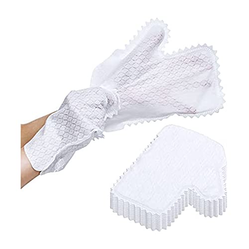 Plumflex Dust Wipes, Feather Dusters, Grabs and Locks in Dust, Pet Hair Cleaning Possible -Sided Disposable Dusting Gloves, White