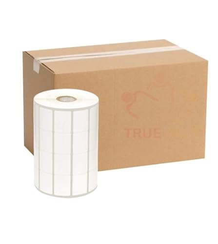 Image of True-Ally 20Pcs 25x15 (DT) Direct Thermal Barcode Label - 25mm x 15mm - 4 Ups - 10000 Labels /Roll - White Self Adhesive Sticker for Barcoding(No Ribbon Required) (Pack of 20)