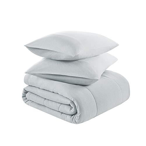 Image of Comfort Spaces Rolland Comforter Set-Casual Heathered Design, Ultra Soft Knit Cover All Season Down Alternative Cozy Bedding with Matching Shams, Full /Queen(88 inchx92 inch), Cotton Jersey Grey 3 Piece