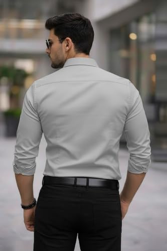 Image of Nexora Men's Slim Fit Formal Shirt, Cotton, Full Sleeve, Spread Collar, Breathable, Office