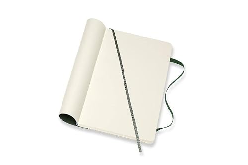 Moleskine Caderno clássico, capa macia, grande (12,7 cm x 21 cm), liso/branco, Mysrtle Green, 192 pá