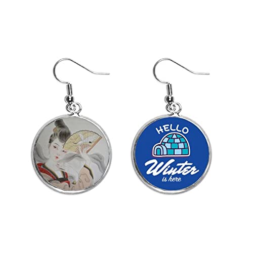 Pendientes de abanico chino plegable joyeria de invierno