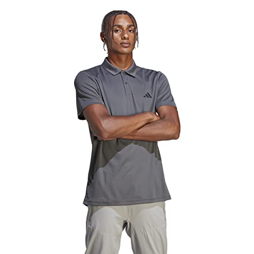 adidas Hombre Train Essentials Training Polo Shirt, Grey Five/Black, L