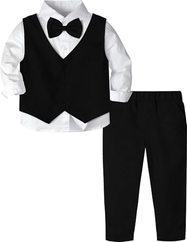 Image of A&J DESIGN 4pcs Baby & Toddler Suit, 12 Months - 5T, Shirt & Pants & Vest & Bow Tie