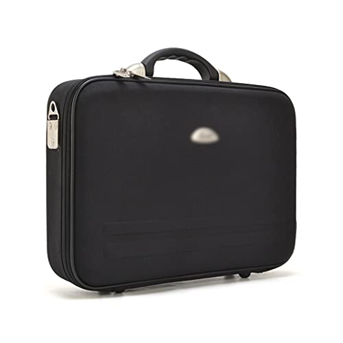 Document Bag Square Box Laptop Bag Canvas Business Work Package Men's Briefcase with Zipper Multi Document Pocket 14-16 in (Color : Black, Size : 16IN)
