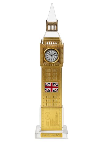 JRose Collections Horloge souvenir Big Ben changeant de couleur, 24 cm de haut, décoration de table décorative à LED avec détails Union Jack